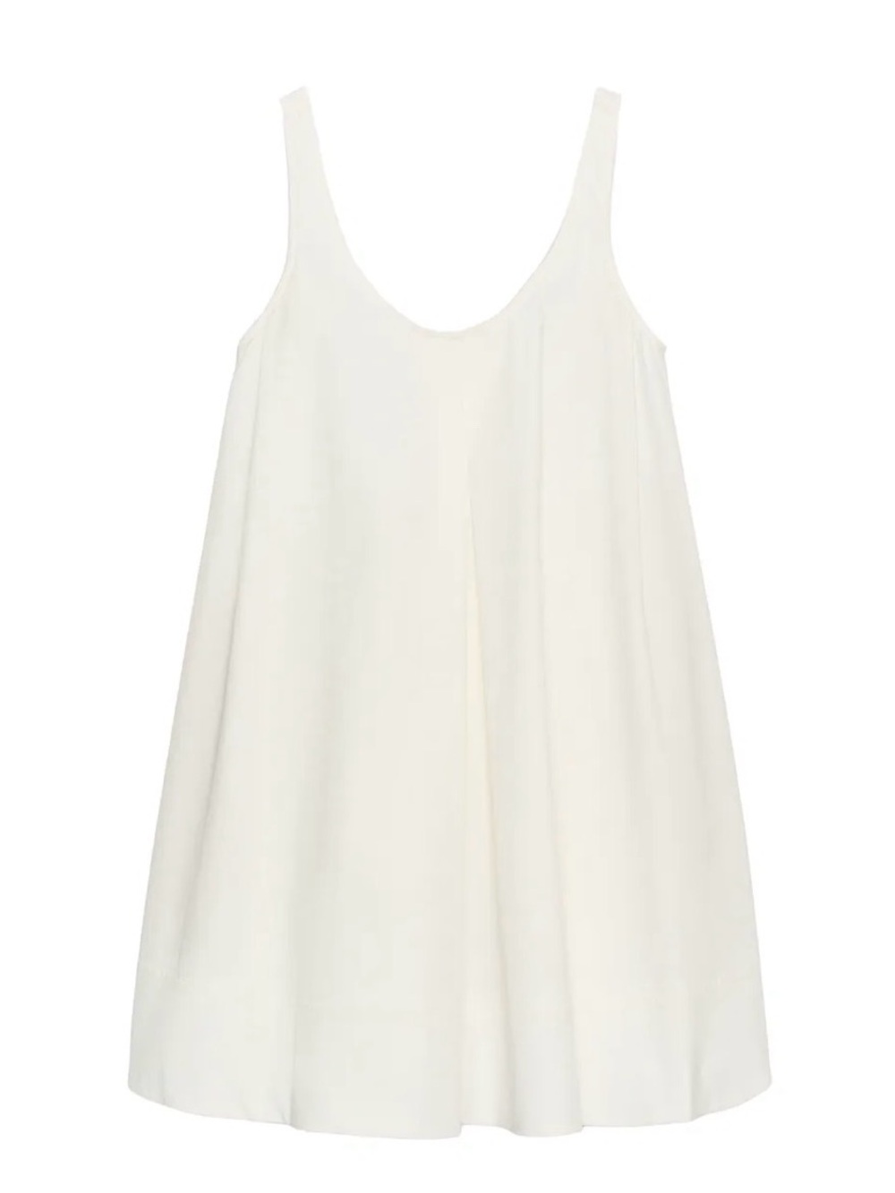 Zara Poplin Cream Scoop-Neck Mini Dress